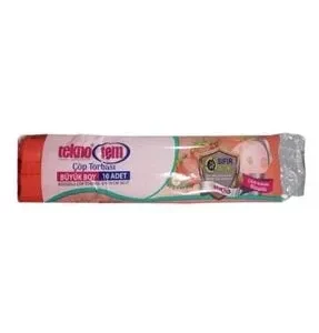 Teknotem 55 X 60 Çilek Kokulu Orta Boy Büzgülü Çöp Poşeti
