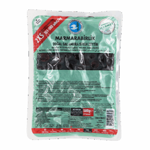 Marmara Birlik Doğal Salamura Siyah Zeytin (351-380 Ad/kg) 500 Gr