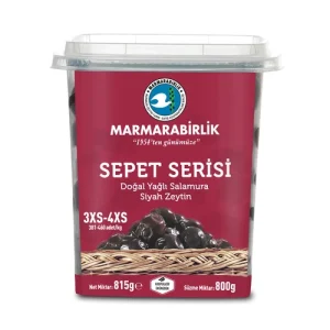 Marmarabirlik Doğal Yağlı Salamura Siyah Zeytin 3XS 4XS 800 G