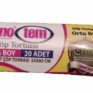 Teknotem Orta Boy Standart Çöp Poşeti Mavi 55X60 20 Adet